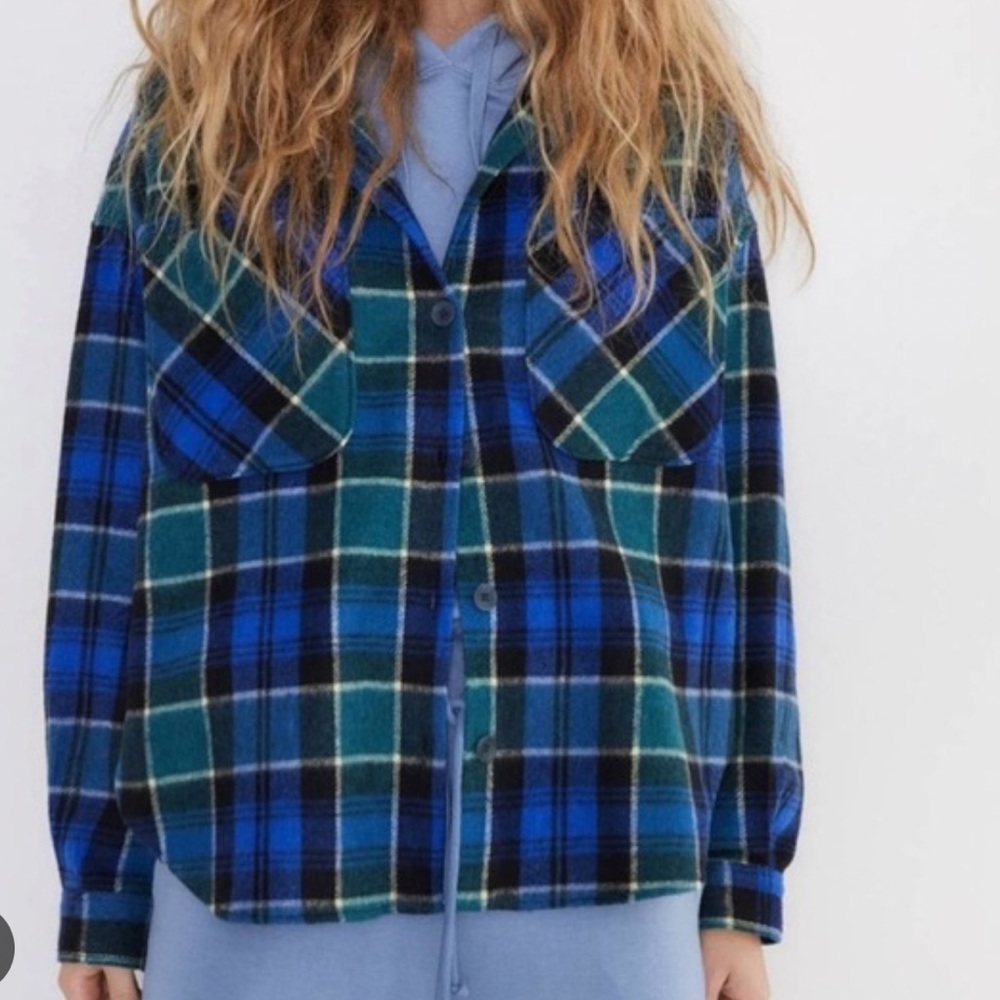 Zara Plaid Wool Blend Overshirt Shacket Cabincore